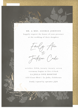 'Delicate Foil Flowers' Wedding Invitation