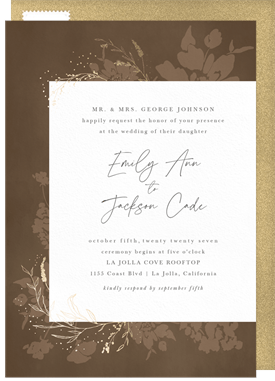 'Delicate Foil Flowers' Wedding Invitation