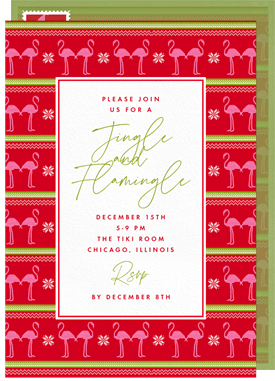 'Festive Flamingos' Holiday Party Invitation