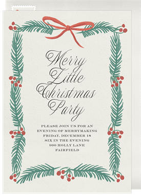 'Fresh Pine Garland' Christmas Party Invitation