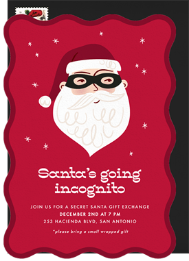 'Incognito Santa' Christmas Party Invitation