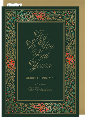 'Gilded Evergreen Frame' Christmas Greetings Card