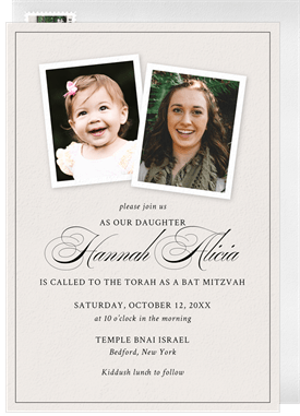 'Snapshot Duo' Bat Mitzvah Invitation