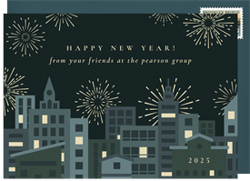 'Downtown Fireworks' Business Holiday Greetings Card