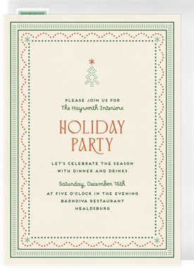 'Stitched Border' Holiday Party Invitation