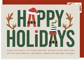 'Holiday Caps & Antlers' Holiday Greetings Card