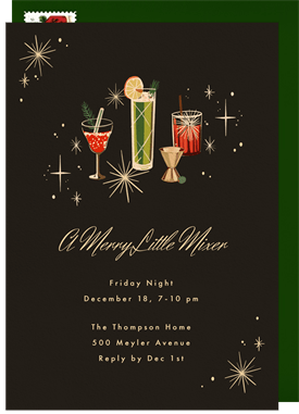 'Vintage Cocktails' Holiday Party Invitation