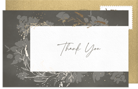 'Delicate Foil Flowers' Wedding Thank You Note