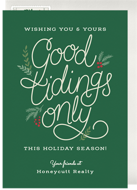 'Good Tidings Only' Business Holiday Greetings Card