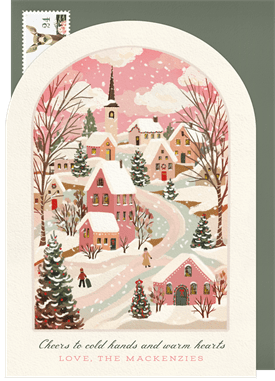 'Quaint Snowy Village' Holiday Greetings Card