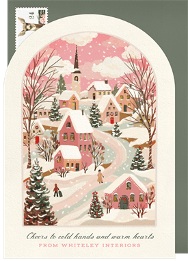 'Quaint Snowy Village' Business Holiday Greetings Card