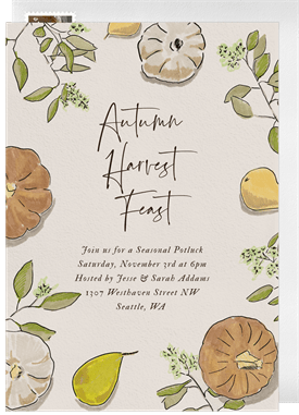 'Charming Autumn Gourds' Fall Party Invitation