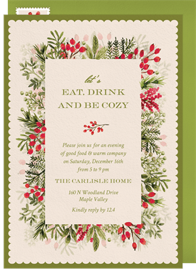 'Delicate Scalloped Frame' Holiday Party Invitation