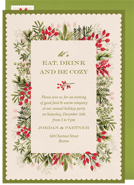 'Delicate Scalloped Frame' Business Holiday Party Invitation