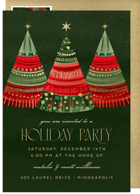 'Giftwrapped Trees' Holiday Party Invitation