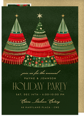 'Giftwrapped Trees' Business Holiday Party Invitation