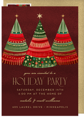 'Giftwrapped Trees' Holiday Party Invitation