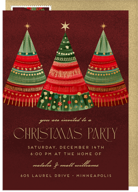 'Giftwrapped Trees' Christmas Party Invitation