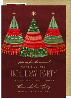 'Giftwrapped Trees' Business Holiday Party Invitation