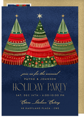 'Giftwrapped Trees' Business Holiday Party Invitation