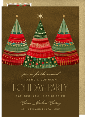 'Giftwrapped Trees' Business Holiday Party Invitation