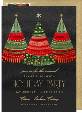 'Giftwrapped Trees' Business Holiday Party Invitation