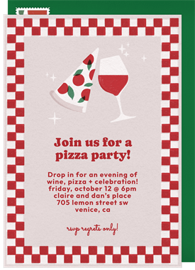 'Retro Pizza Night' Entertaining Invitation