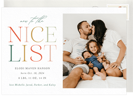 'New to the Nice List' Birth Announcement