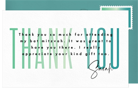 'Ombre Bat Mitzvah' Bat Mitzvah Thank You Note