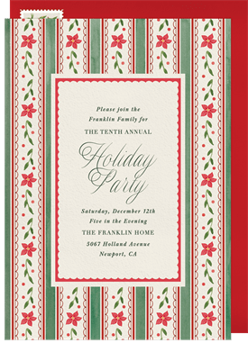 'Charming Poinsettia Pattern' Holiday Party Invitation