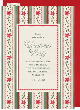 'Charming Poinsettia Pattern' Christmas Party Invitation