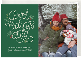 'Script Good Tidings Only' Holiday Greetings Card