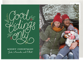 'Script Good Tidings Only' Christmas Greetings Card