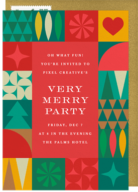 'Festive Geometric Border' Business Holiday Party Invitation