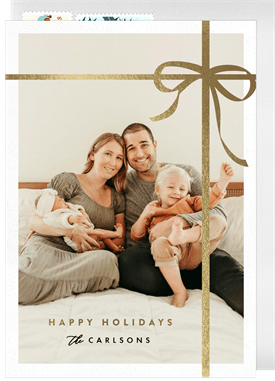 'Metallic Bow' Holiday Greetings Card