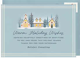 'Charming Snowy Village' Business Holiday Greetings Card