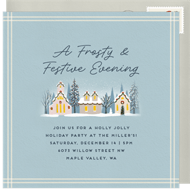 'Cozy Snowy Village' Holiday Party Invitation