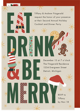 'Festive Letters' Holiday Party Invitation