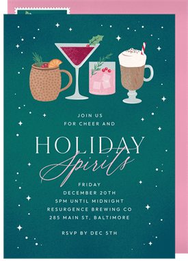 'Festive Winter Cocktails' Holiday Party Invitation