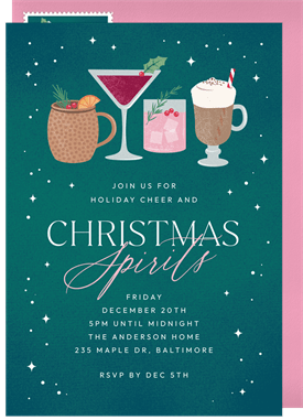 'Festive Winter Cocktails' Christmas Party Invitation