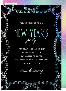 'Iridescent Confetti' New Year's Party Invitation