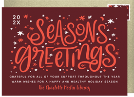 'Hand Lettered Greetings' Business Holiday Greetings Card