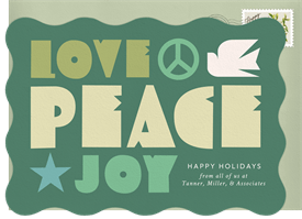 'Retro Peace' Business Holiday Greetings Card