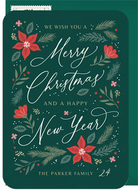 'Yuletide Florals' Christmas Greetings Card