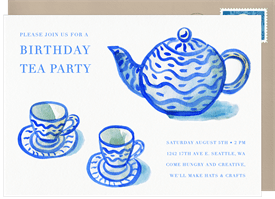 'Tea Time' Kids Birthday Invitation