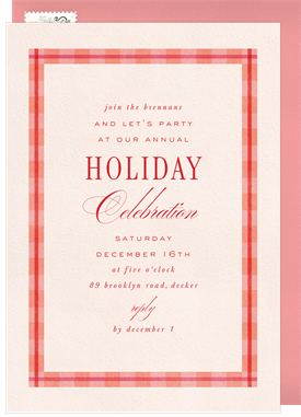 'Dainty Preppy Plaid Border' Holiday Party Invitation