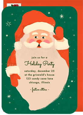 'Cheerful Santa' Holiday Party Invitation