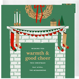 'Cozy Mantle' Christmas Greetings Card