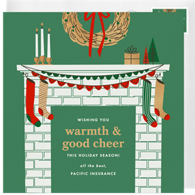 'Cozy Mantle' Business Holiday Greetings Card