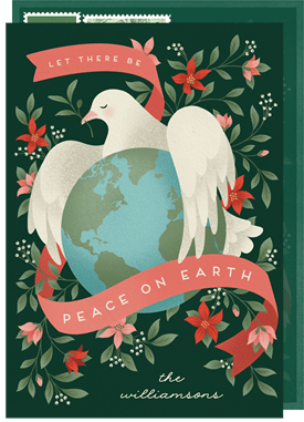 'Peace Dove Florals' Holiday Greetings Card